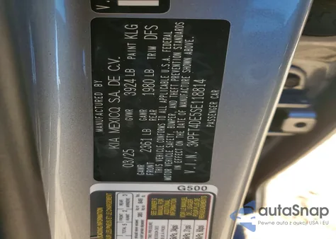 2025 Kia K4 Lx из США, поврежденный, VIN 3KPFT4DE5SE118814